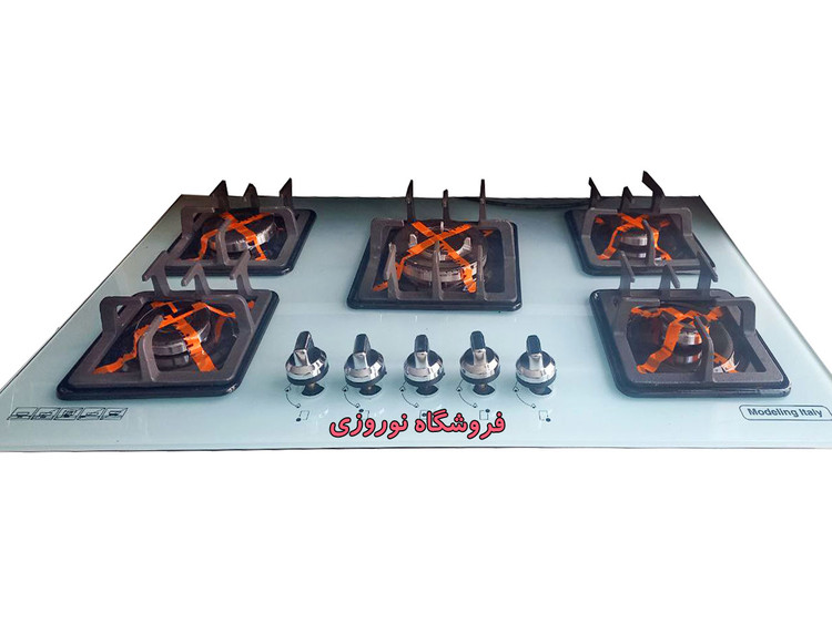 اجاق گاز صفحه ای 5 شعله شیشه ای طرح M6 برند جنرال
