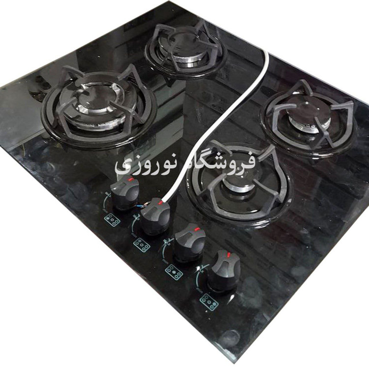 اجاق گاز صفحه ای 4 شعله شیشه ای طرح چدن گرد جنرال